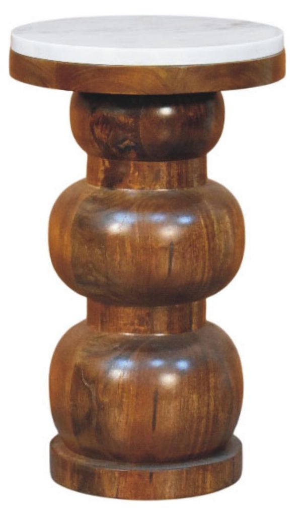 Artisan Furniture Beistelltisch Bulla aus Massivholz mit Marmorplatte