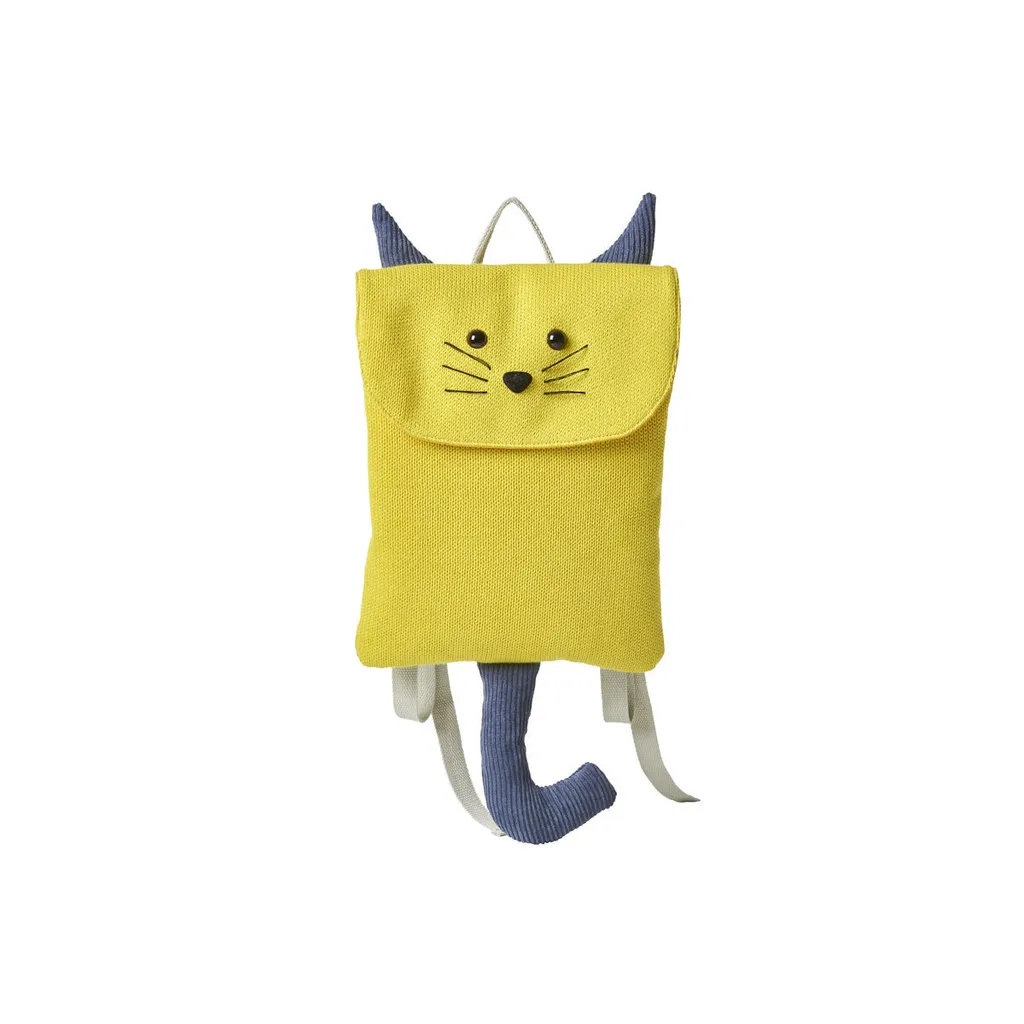 Sac à dos enfant imprimé Loup jaune Crochetts 24x49cm pour l'école