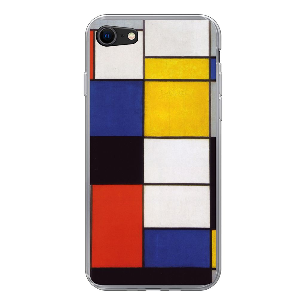 MuchoWow Handyhülle Schutzhülle Hülle für iPhone 8 Komposition A - Piet Mondrian Silikon Softcase Handy Hülle - Schutzhaube