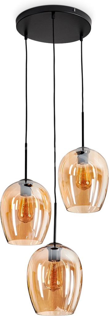 Usigliano Hängelampe aus Metall/Glas in Schwarz/Bernsteinfarben