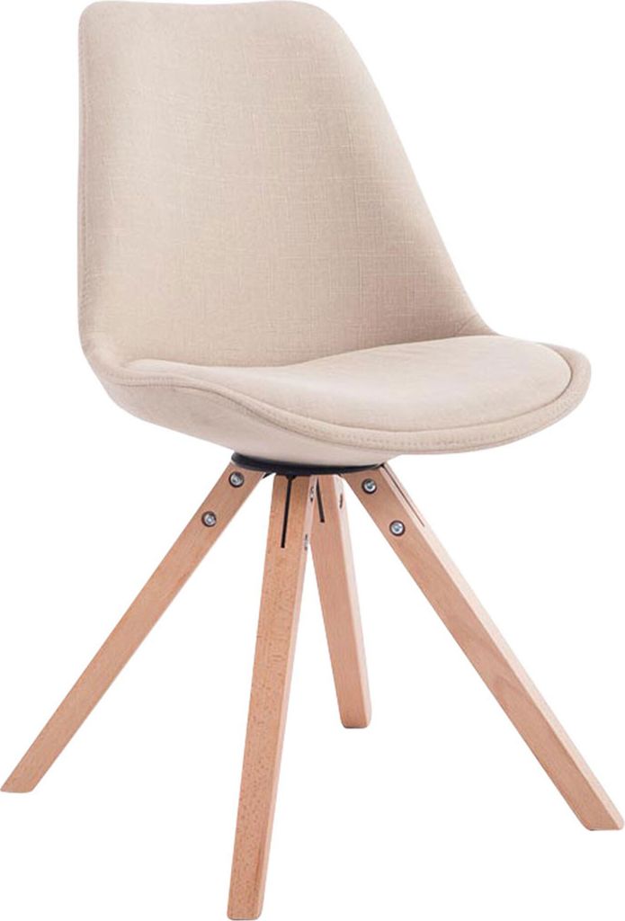TPFLiving Besucherstuhl Toulon Stoff Gestell Buchenholz Natura Square creme