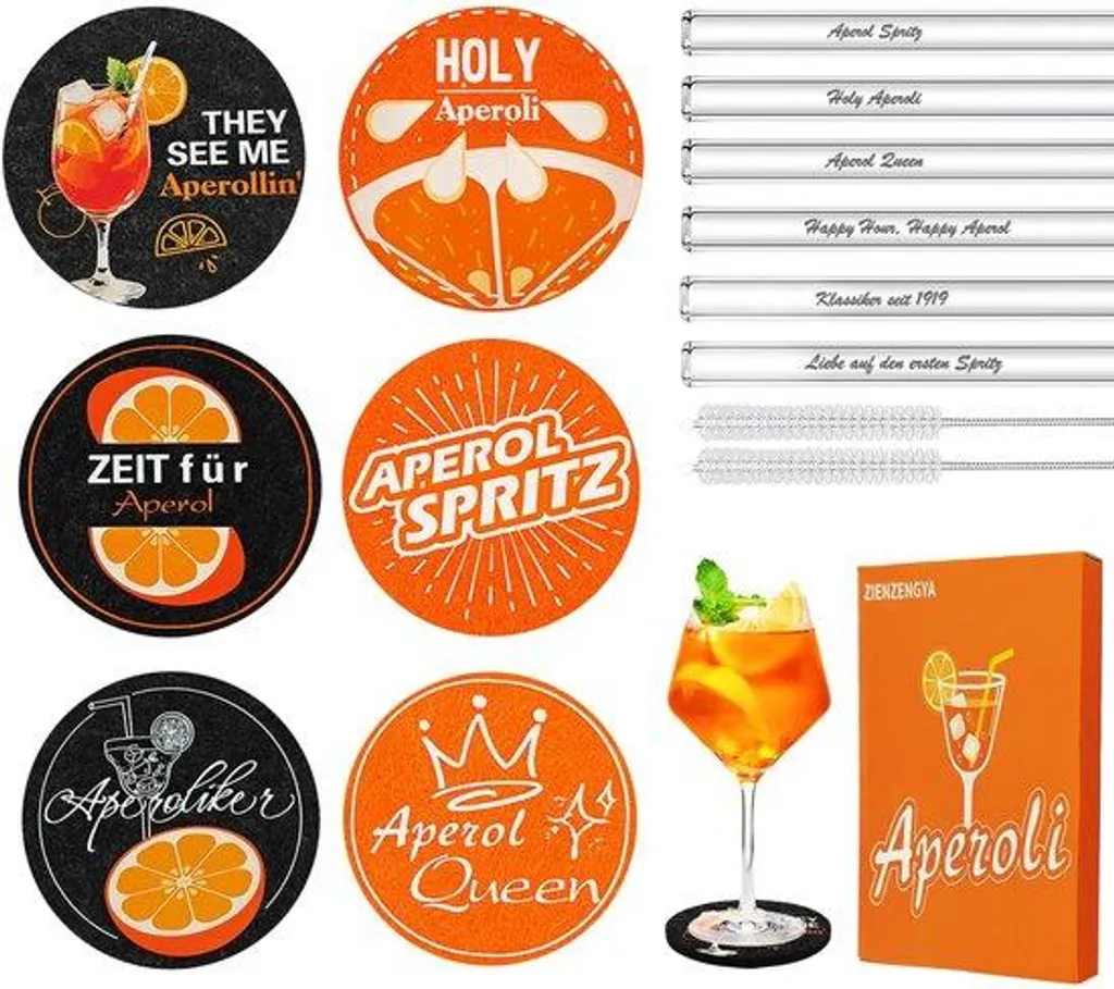 Accessoires Aperol Spritz pour réception : 14 pièces avec marque-pailles