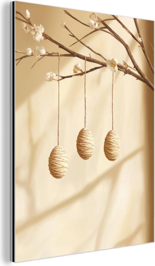 MuchoWow Wanddekoration Metall Metallbild Wandkunst 30x40 cm Beige - Osterkuchen - Eier MuchoWow Aluminium Gemälde - Bilder