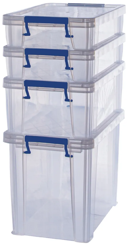Lot de 4 Bacs de Rangement Plastique Transparents - Set BankersBox