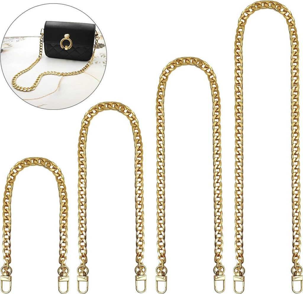 Taschenkette, 4 Stück Tasche Kette, Metall Kette Trageriemen Gold Kette für Tasche, Flacher Kettenriemen, Handtaschenkettenriemen, für Handtasch...
