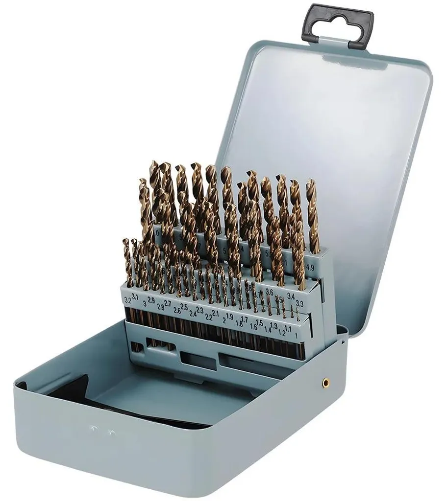 Jeu de 51 forets hélicoïdaux HSS M35 Cobalt 1-6 mm pour métal et acier