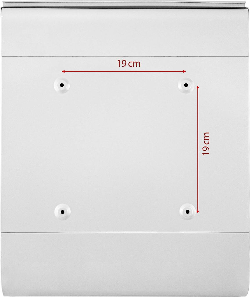 Design Briefkasten Stahl weiß mit Zeitungsfach Produktbild 10