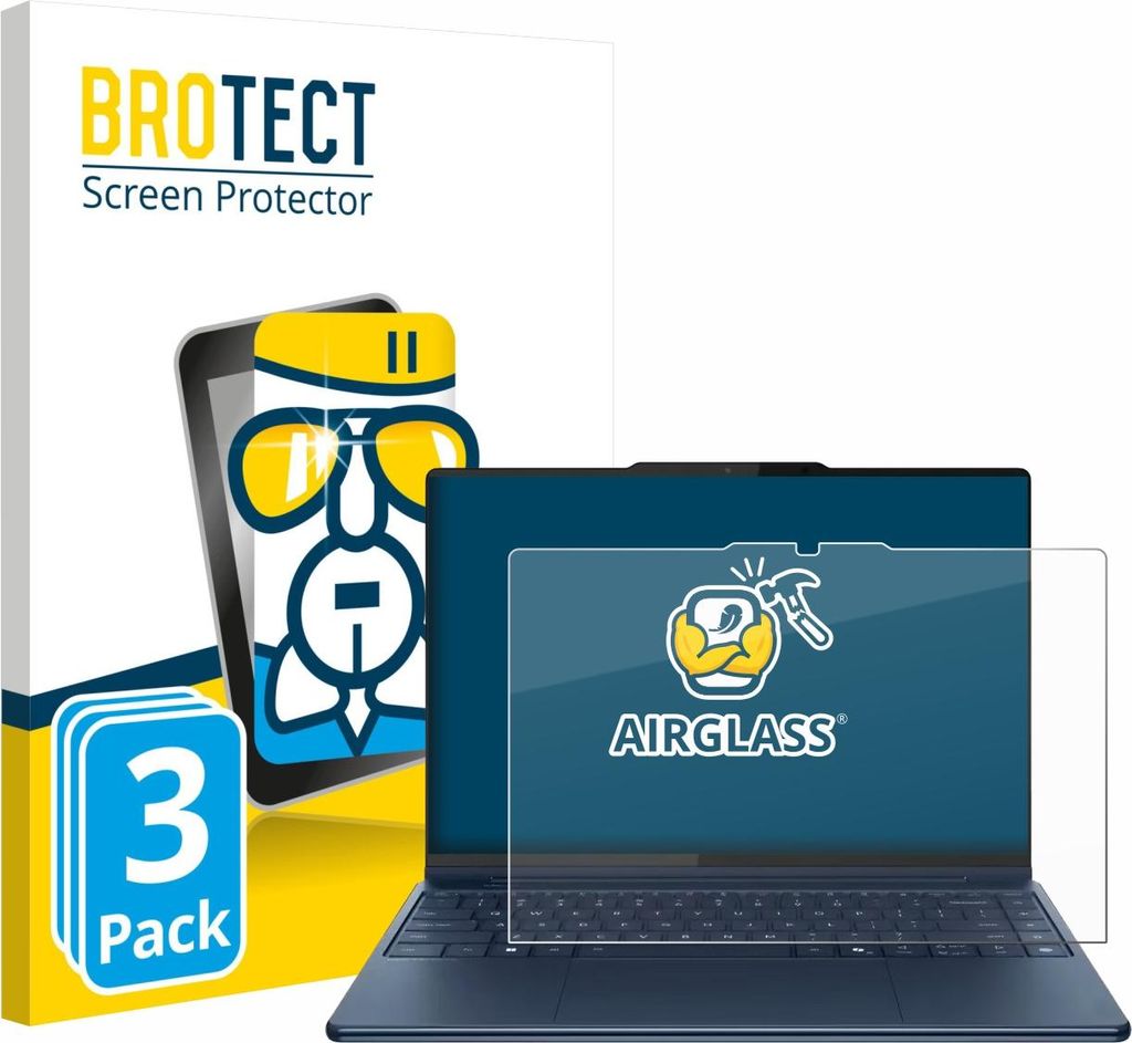 3x BROTECT Schutzglas für Lenovo Yoga Pro 9i Gen 10 Aura Edition 16" Touch Schutzfolie Panzer Folie Glas Display Schutz klar