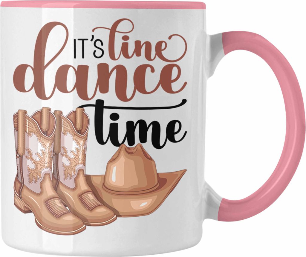 Trendation - Linedance Tasse Geschenk Linedancerin Geschenkidee Frauen It's Lincedance Time (Rosa)