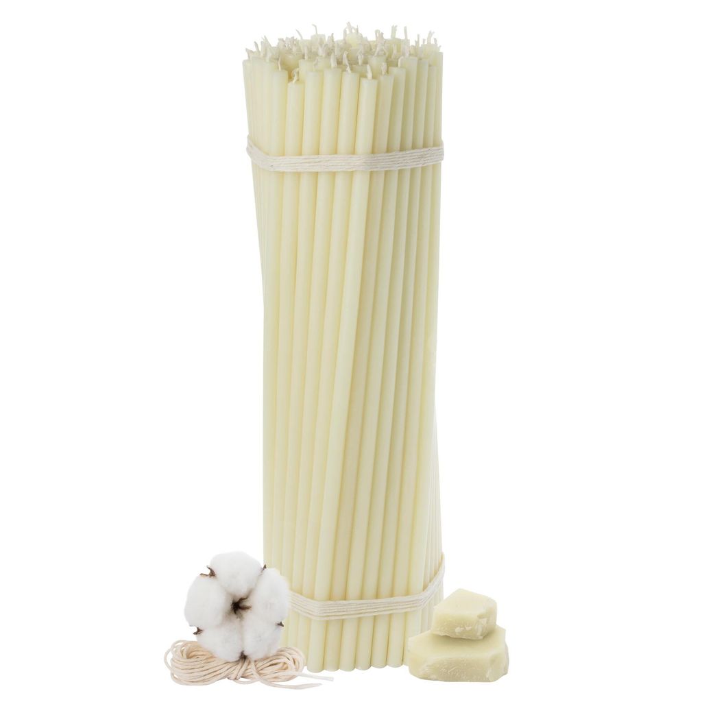 Candele bianche in cera d'api n. 40 – 100 pezzi – lunghezza Immagine del prodotto 