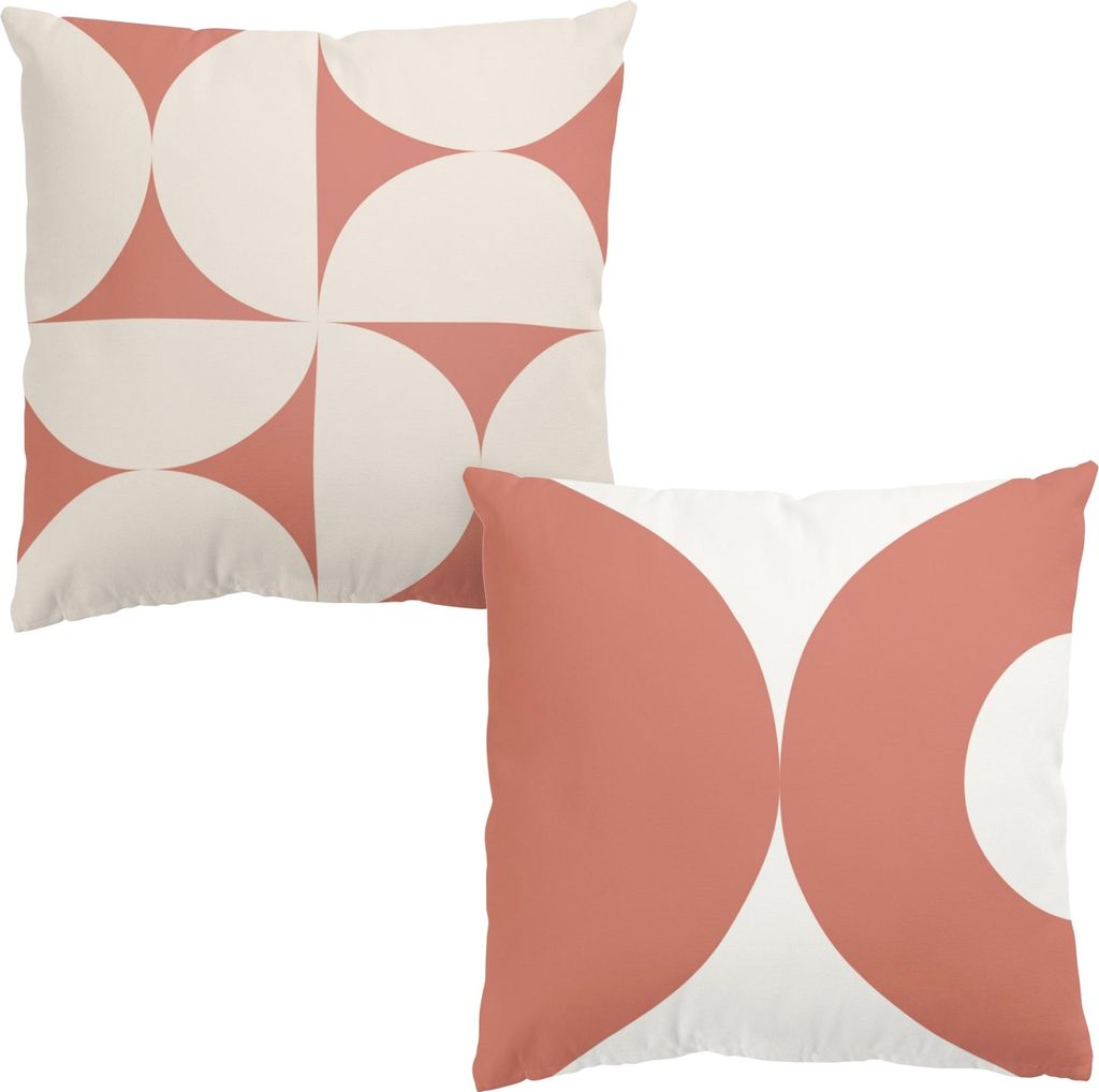 Dekokissen 2-teilig Muster drinnen / Indoor Zierkissen Canvas waschbar Geometrisch rot Abstrakt Sofakissen mit Füllung