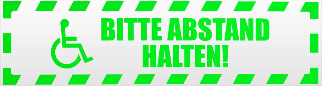 Bitte Abstand halten! Motiv 1 gestreift Magnetschild Schild magnetisch - 30cm Neongrün - Magnetfolie für Auto PKW Kfz