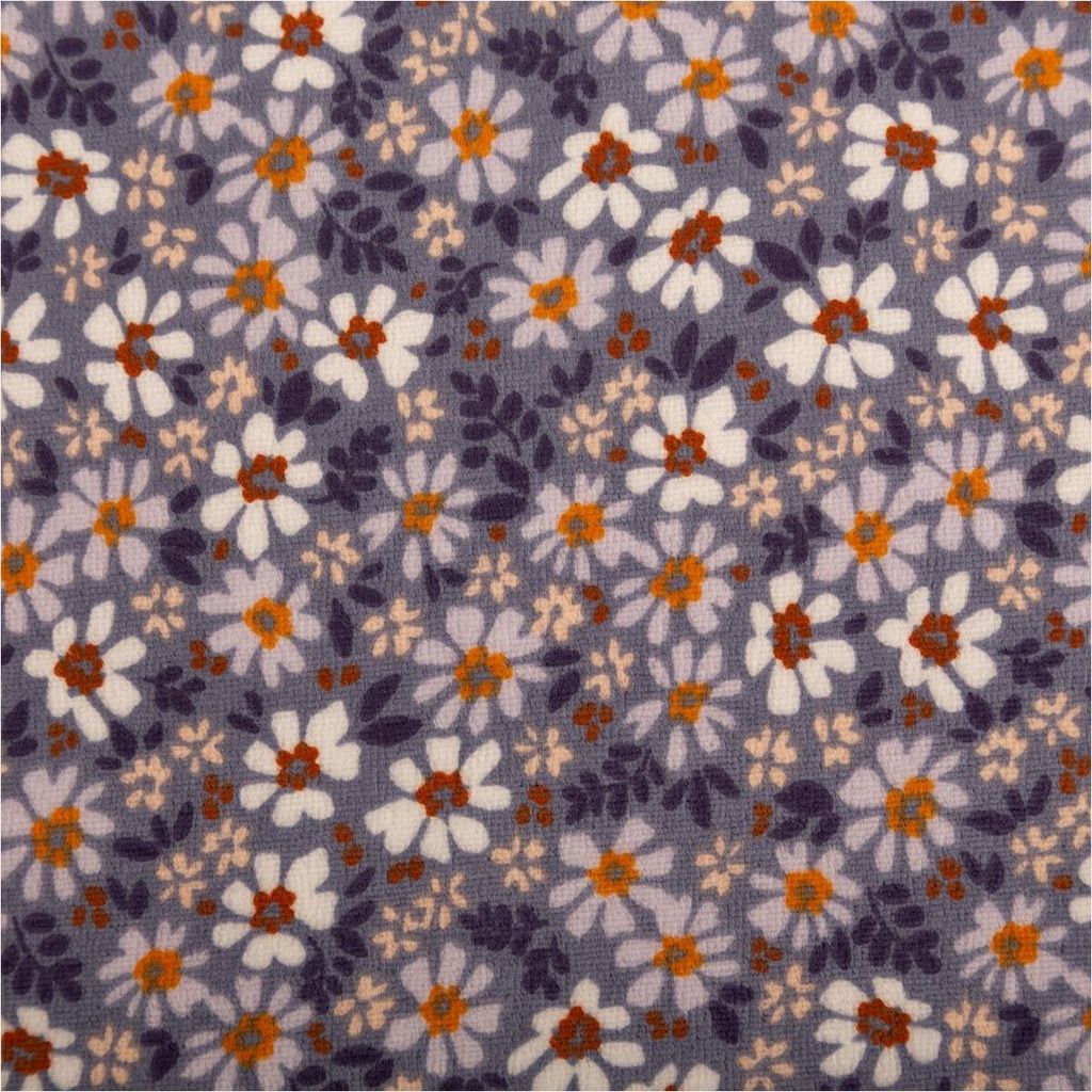 Nicki Stoff Velours Baumwolle lila Blumen weicher Nickistoff 150 cm