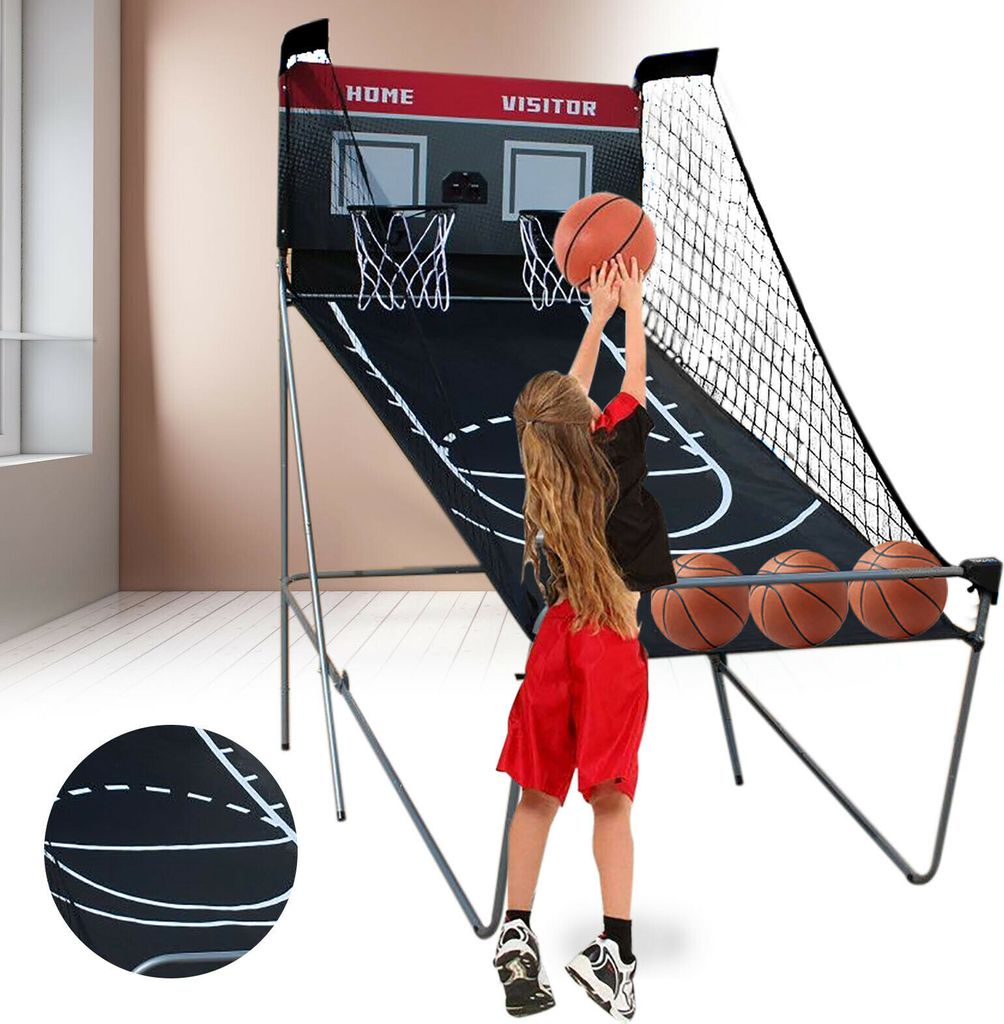 Basketballkorb Basketballständer 8 Spielmethoden+ 4 Bälle Basketballspiel Elektronische Automatische Basketball Shoot Out Maschine für Erwachsen...