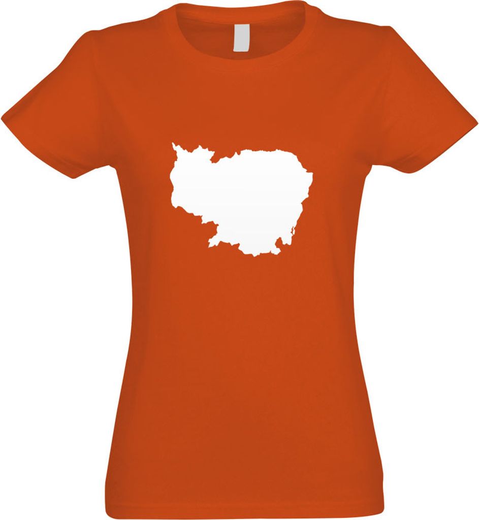 Kiwistar - T-Shirt tailliert - Damen - orange - Kambodscha Umriss Kontur - mit Motiv Bedruckt - Funshirt Design - Sport - Freizeit - Damen - M