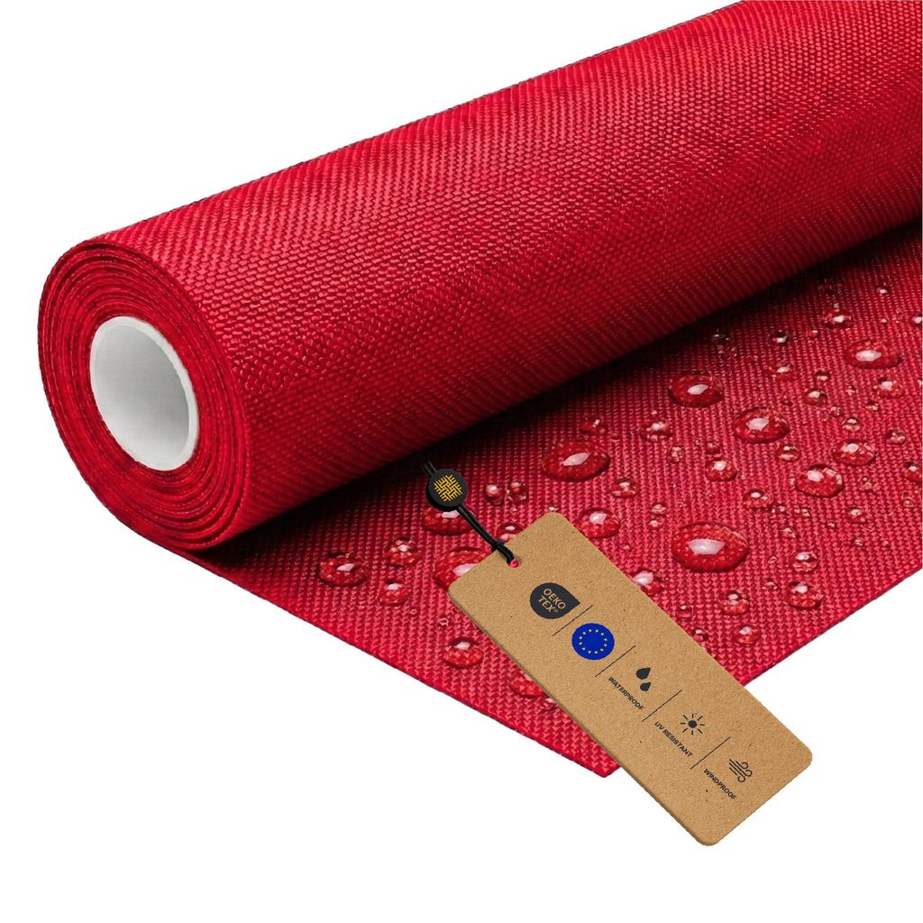 LOMIQ Polyesterstoff Wasserdicht, 100x150 cm, Rot, 366 g/m2, Meterware Stoff Outdoor, Reißfest & Pflegeleicht, Material für Markisenstoff, Segelt...