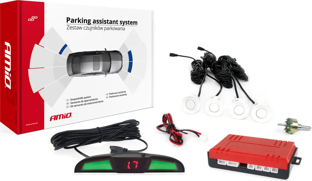Sensori di Parcheggio Bianchi AMIO-02283 con Display LED COB 4 pz - 7