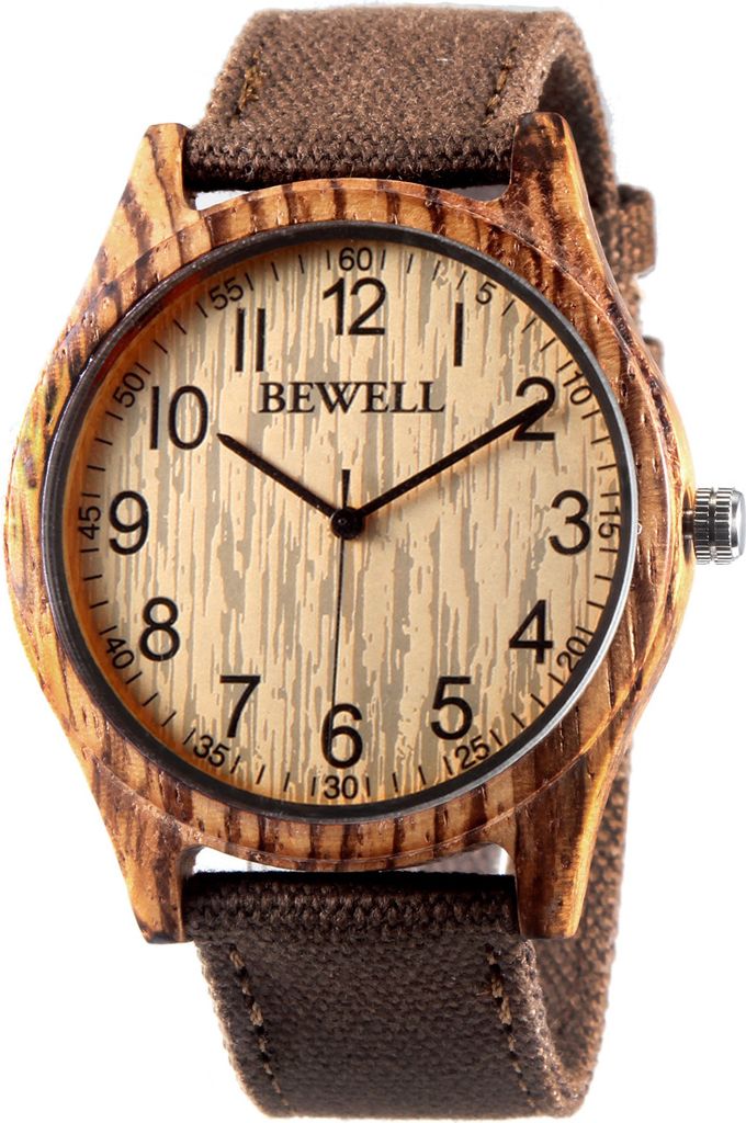 Alienwork Armbanduhr Herren Damen Braun Canvas-Armband Gelb Produktbild 