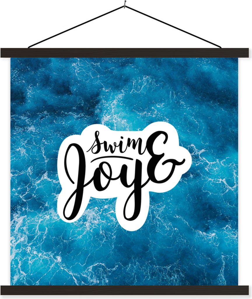 MuchoWow Textilposter Meer - Schwimmen - Zitate - Sommer 60x60 cm mit schwarzem Rahmen - Posteraufhänger