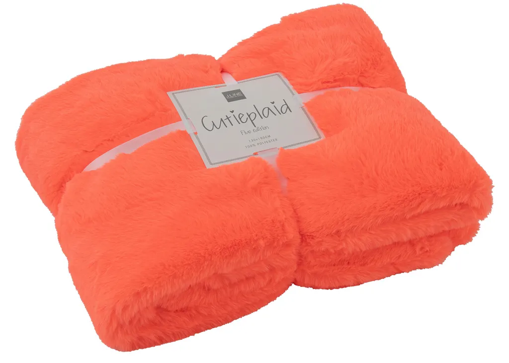 Plaid douillet J-Line Cutie rouge fluo en microfibre de polyester doux - 3