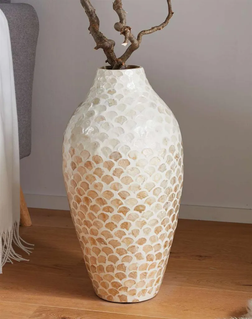 Vase pour fleurs séchées et branches de pampa en bambou Capiz de 50 cm