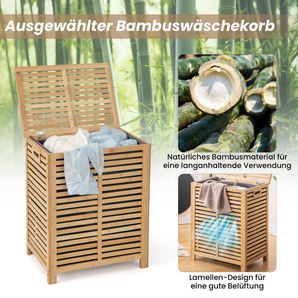 COSTWAY Wäschekorb mit Deckel Groß, 80L Wäschesammler