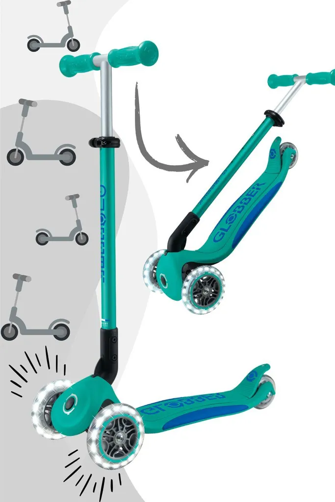 Globber Primo Foldable Plus Light - Scooter à 3 roues pliable bleu foncé