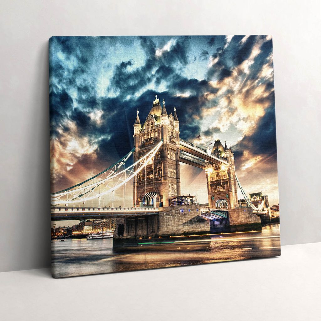 Tower Bridge in London – Leinwandbild Wandbild – 60x60 cm – Leinwandbilder – Wandbilder – Schlafzimmer – Flur