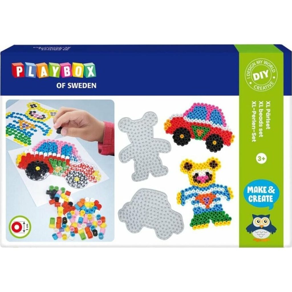 PLAYBOX Bügelperlen XL - Auto und Teddybär 600 Stück Produktbild 