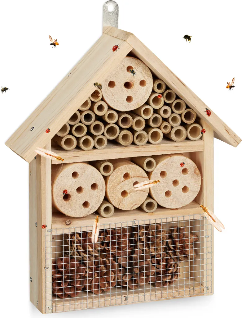 Grand Hôtel pour Insectes Multi-Saisons - Abri Durable en Bois de Pin