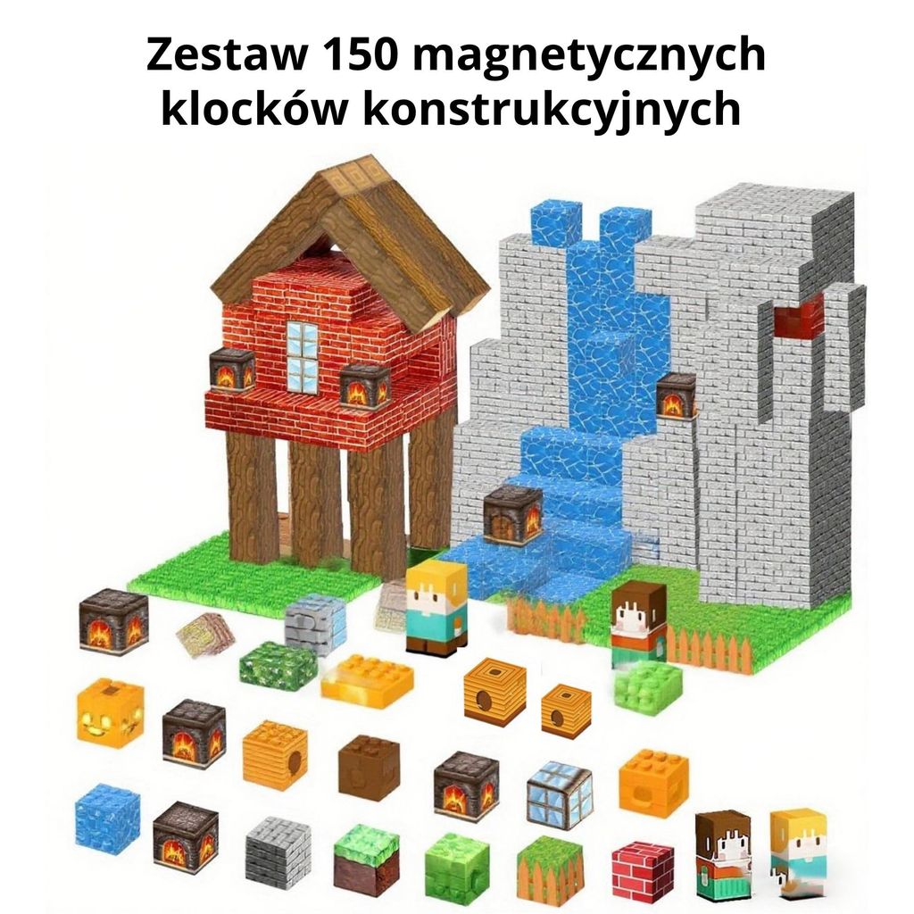 Zestaw 150 magnetycznych klocków konstrukcyjnych – Zabawka Zdjęcie produktu 