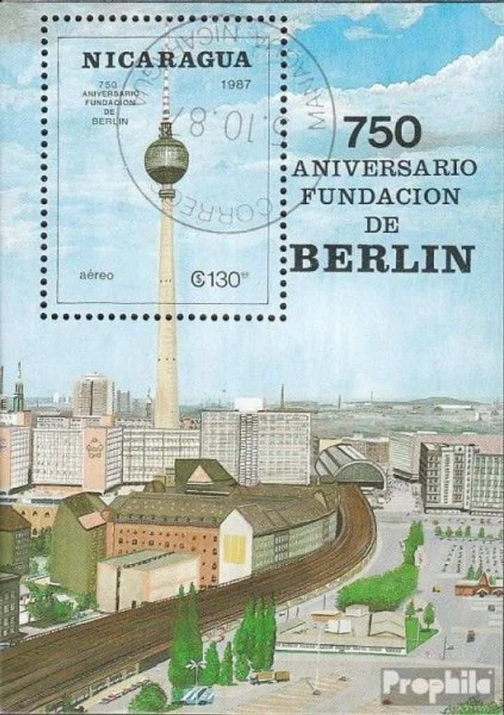 Briefmarken Nicaragua 1987 Mi Block175 (kompl.Ausg.) gestempelt 750 Jahre Berlin