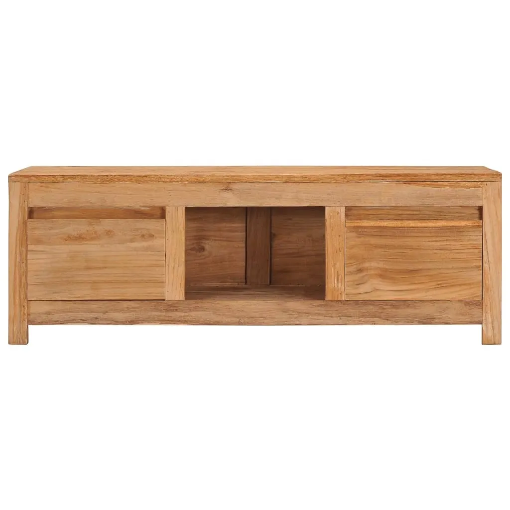 Meuble TV vidaXL teck massif durable 100x30x35cm avec finition brute