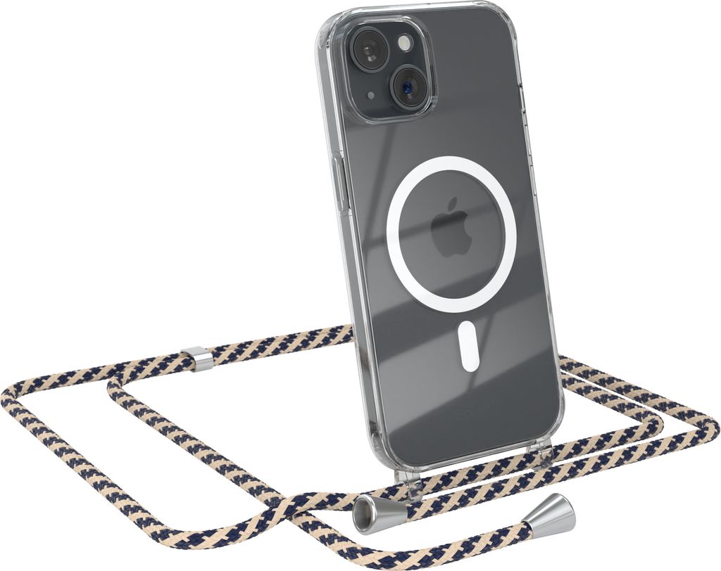 EAZY CASE - Handykette kompatibel mit Apple iPhone 15 Kette zum Umhängen Stoßfest Handyhülle für Apple iPhone 15 Silikon Hülle mit Band Handyt...
