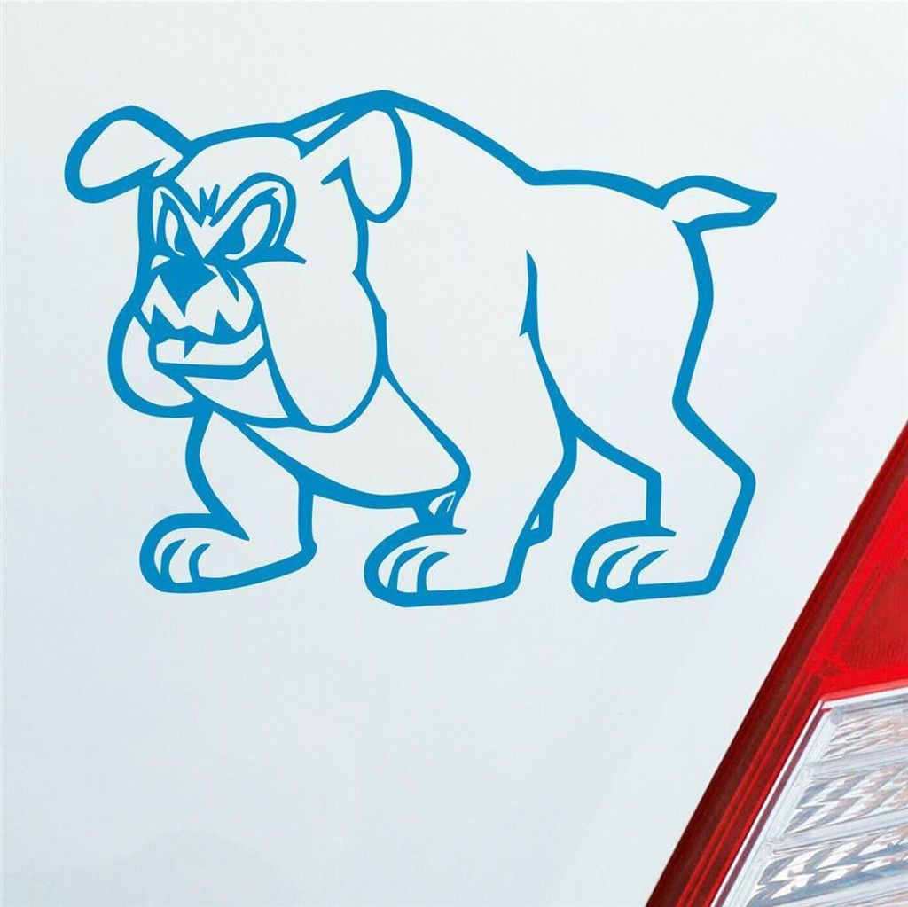 Auto Aufkleber Bulldogge Boxer Magnat Tuning Dog Hund Tier 12x9 cm Hellblau Sticker Heckscheibenaufkleber