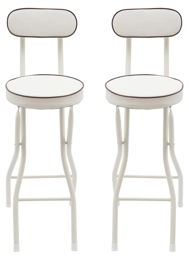 Tabouret de Bar Blanc Ivoire Assise 50mm et Structure Acier Lot de 2