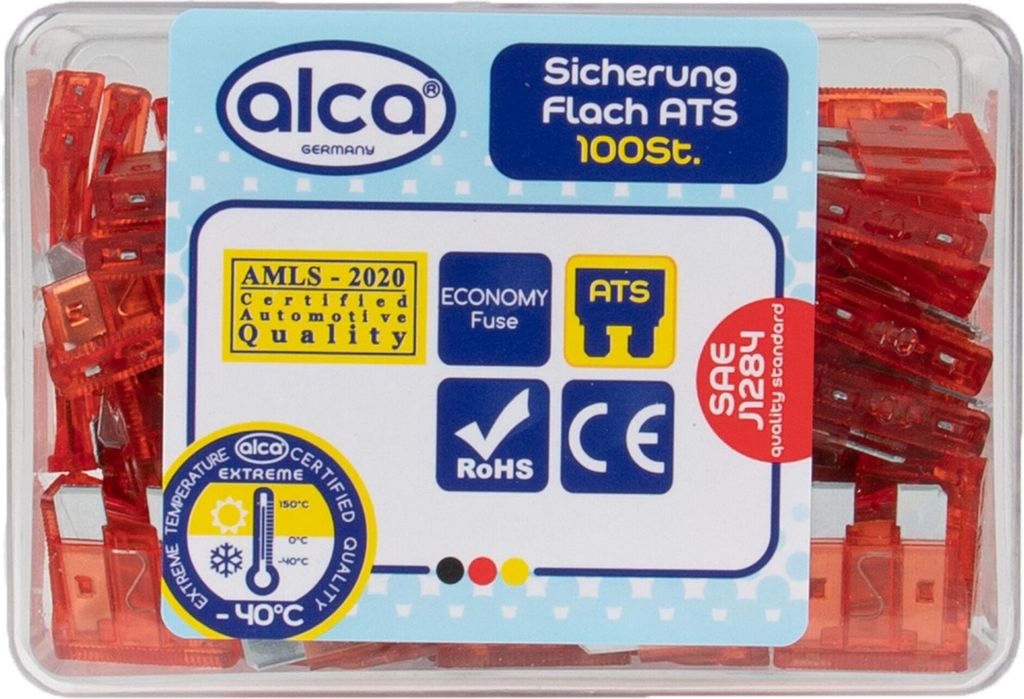 alca® Flach-Sicherungen 10 A; 100 St. Economy Box rot Auto Produktbild 