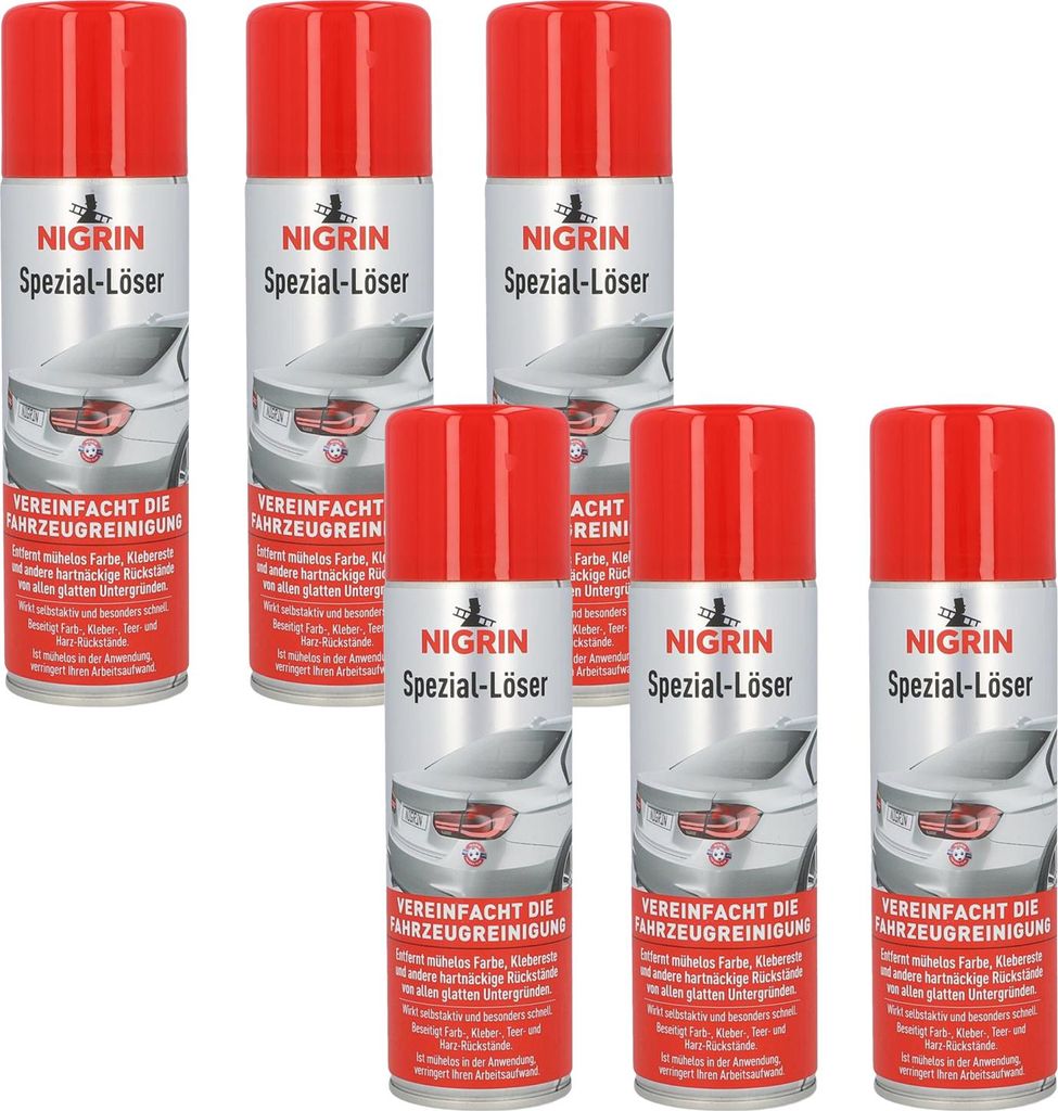 6x Nigrin Spezial-Löser 300ml Kraft-Entferner Löser Harz Teer Farbe Aufkleber