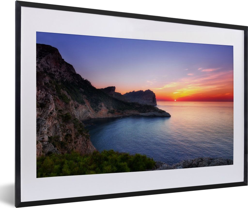 MuchoWow Gerahmtes Poster Meer - Felsen - Berge - Natur 60x40 cm - Poster mit Schwarzem Bilderrahmen Wandposter Rahmen Foto Bilder - Schlafzimmer...