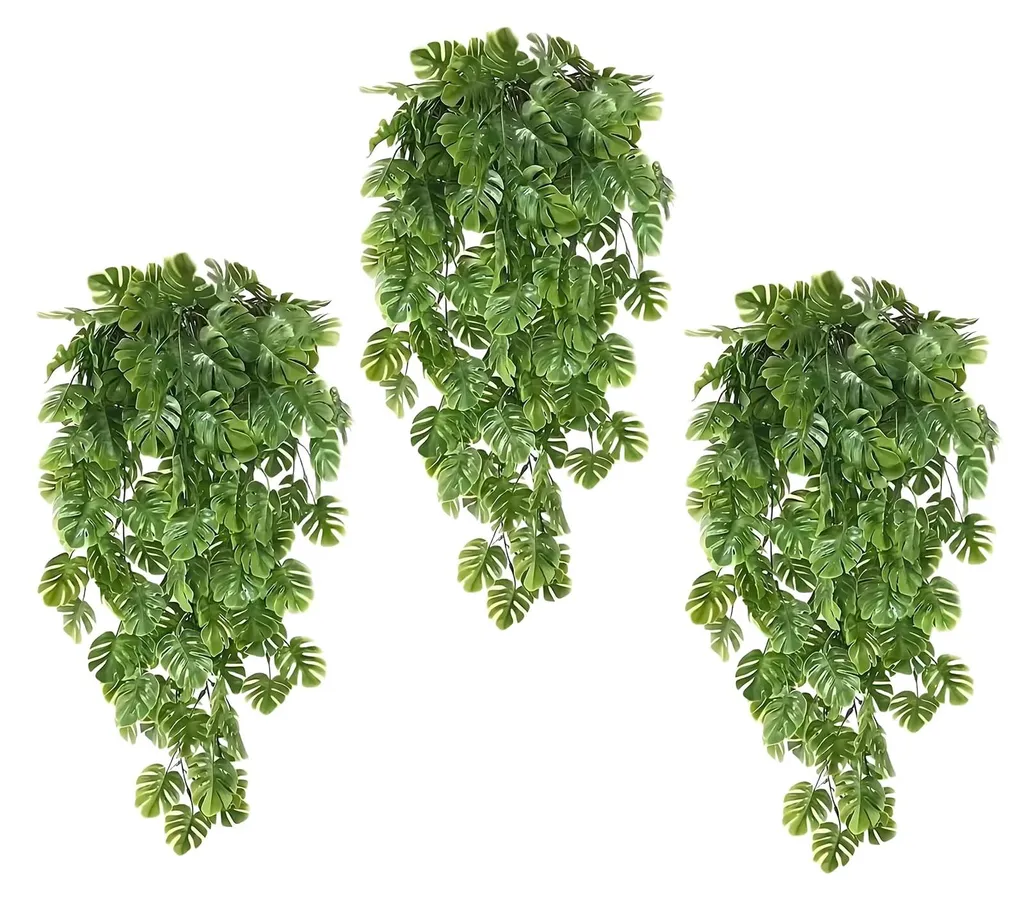 Plantes Suspendues Artificielles en Pot - Panier Suspendu Lot de 3 Vert