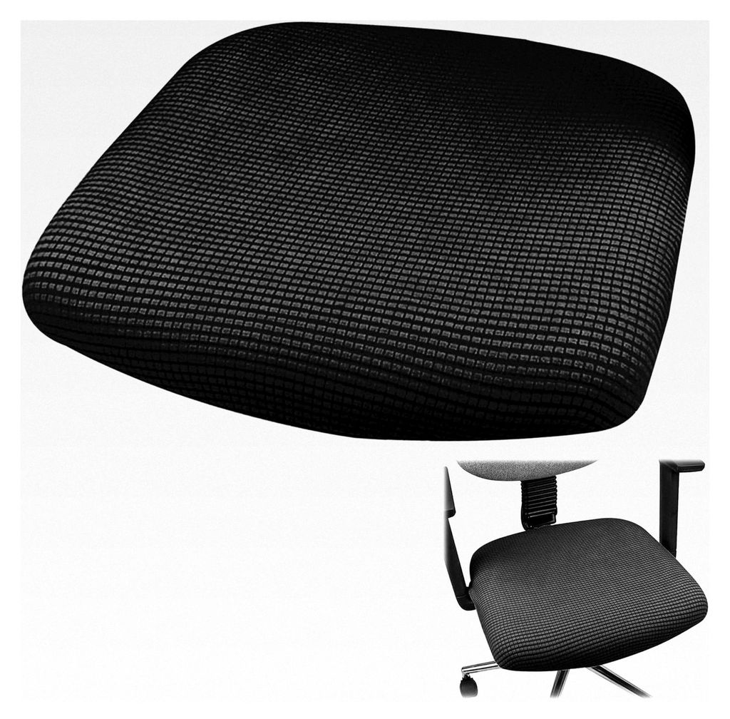 Bürostuhlbezug aus Stretch, Elasthan, elastisch, waschbar, abnehmbarer Sitzschutz für drehbare Stühle (Schwarz)