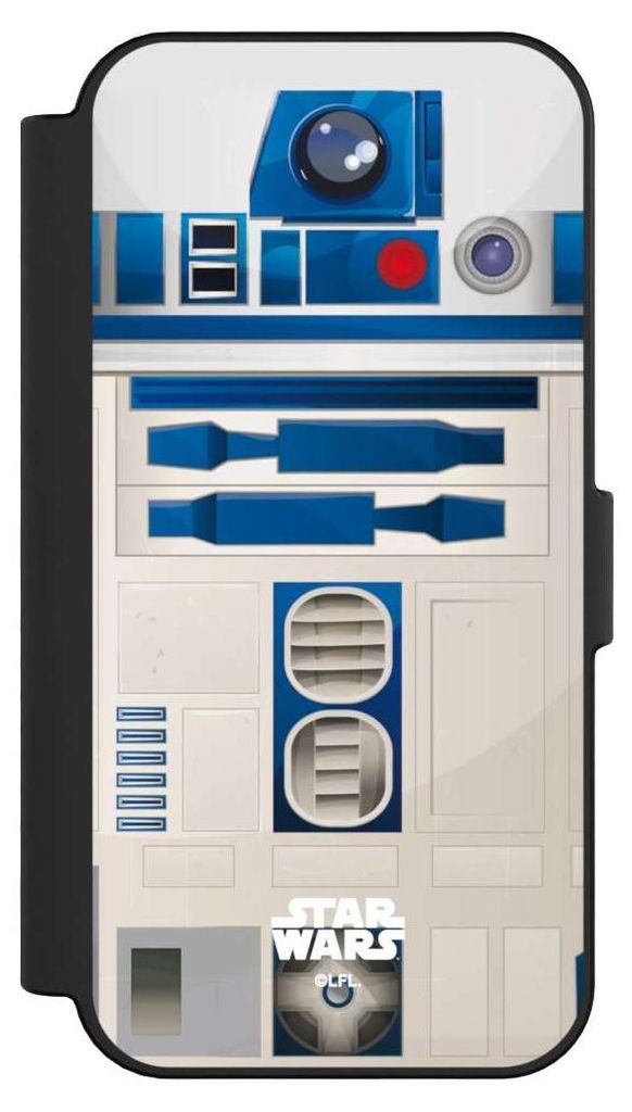 NIVOCASE Klapphülle für Apple iPhone 16 Handyhülle aus Kunst Leder NIVOflip schwarz Fanartikel Star Wars R2D2