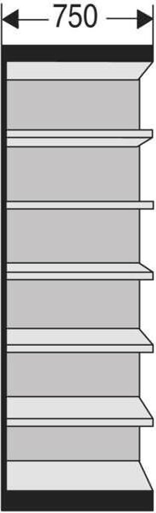 Büro-Regal Progress 2000 Regalfeld HxBxT 2600x750x500mm 7 Böden Rückw. silber