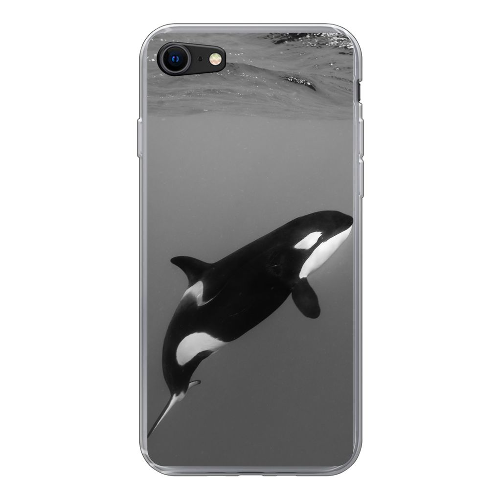 MuchoWow Handyhülle Schutzhülle Hülle für iPhone 7 Orca - Wasser - Tiere Silikon Softcase Handy Hülle - Kartenhalter