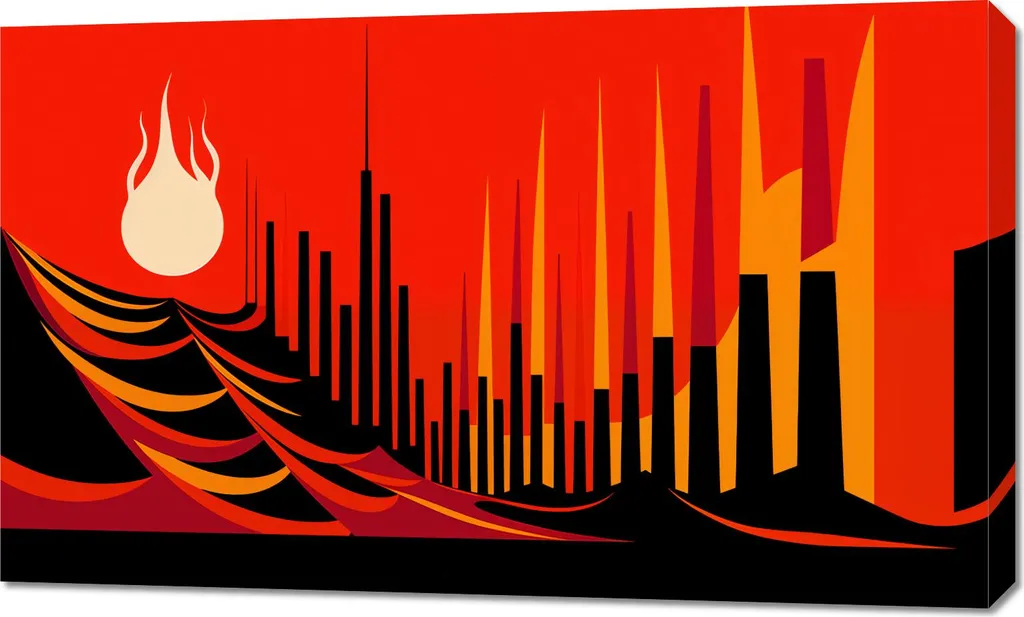 Tableau Urbain 100 x 60 cm pour Salon Moderne - Ambiance Feu Sanglant