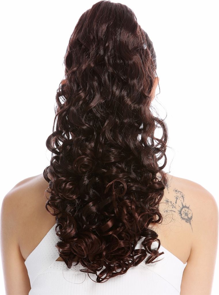 WIG ME UP Zopf Pferdeschwanz Voluminös Locken Mahagoni Braun 19AXL-V-2T33