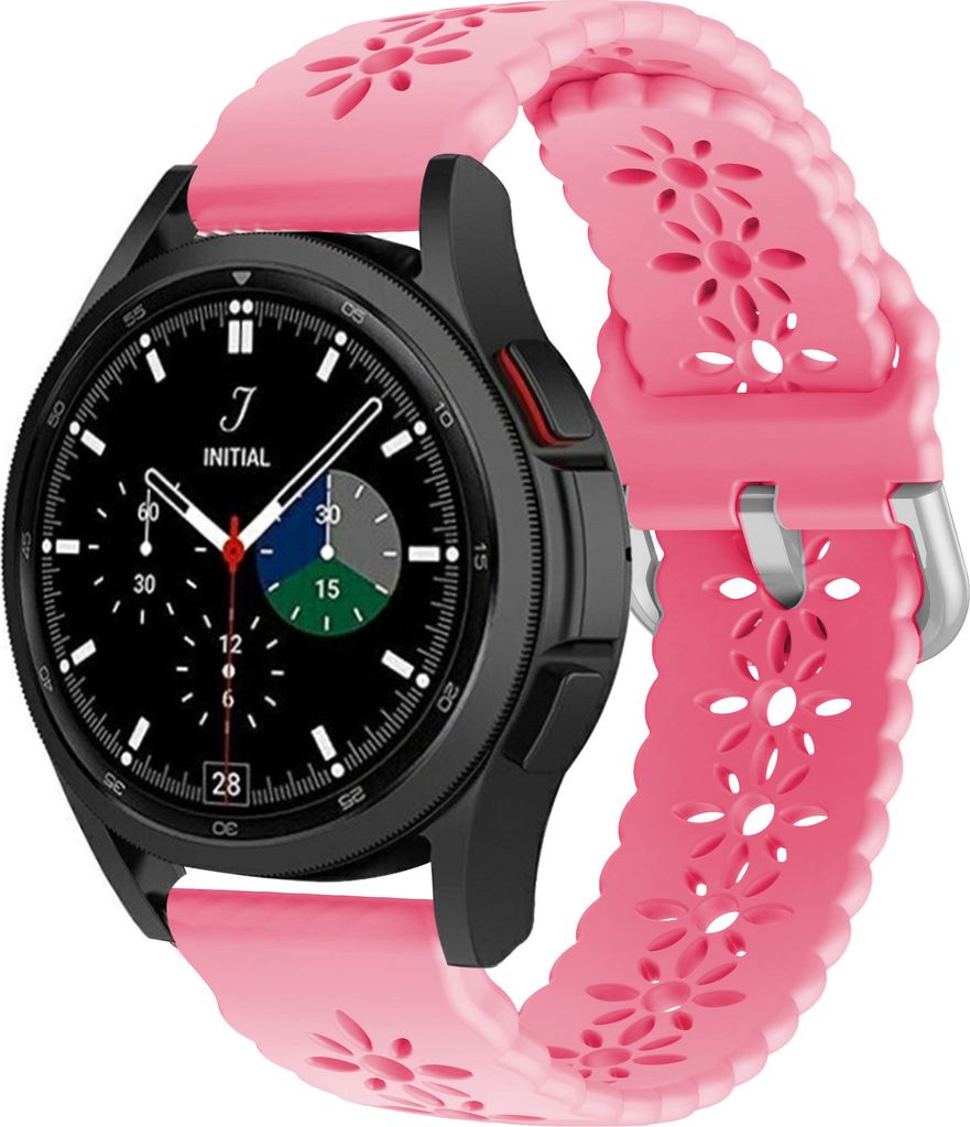 Strap-it Samsung Galaxy Watch 4 Classic 46mm Silikonarmband mit Muster (Pink)