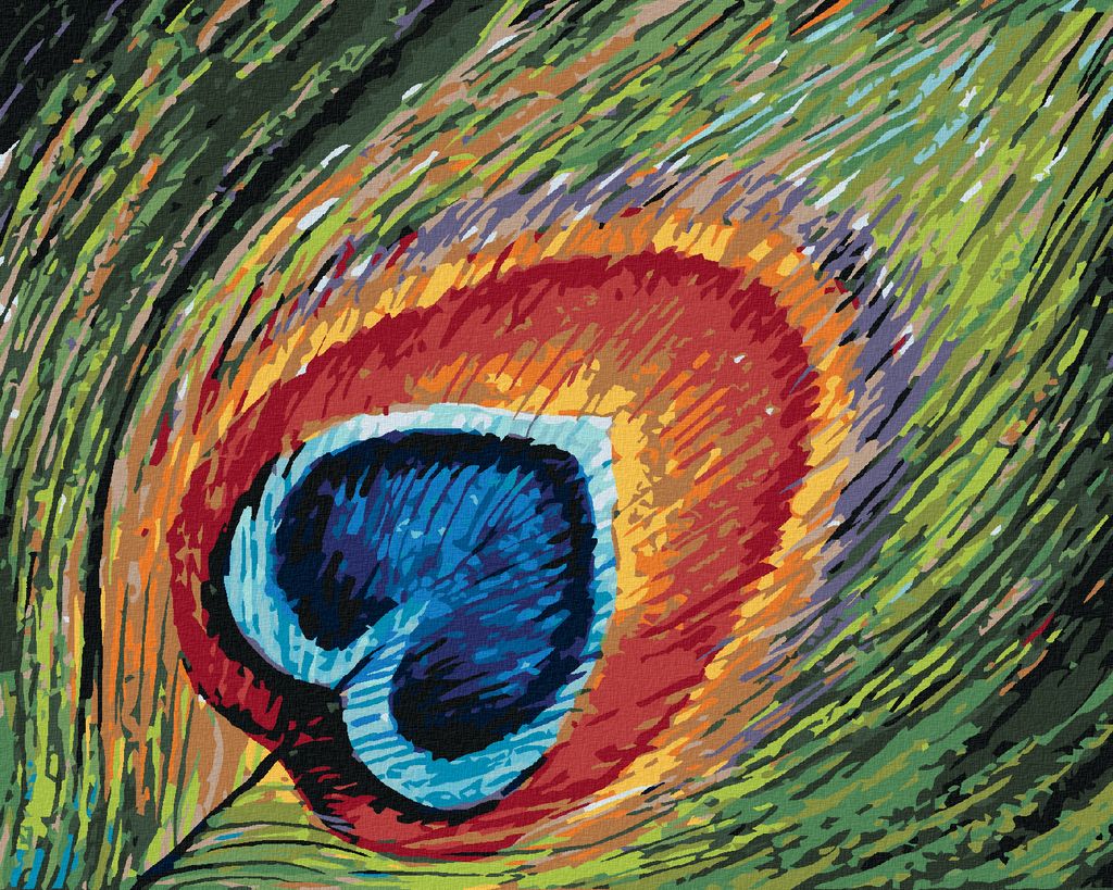 Zuty - Malen nach Zahlen - PFAUENFEDER, 40x50 cm, mit Keilrahmen (bereits gespannt)