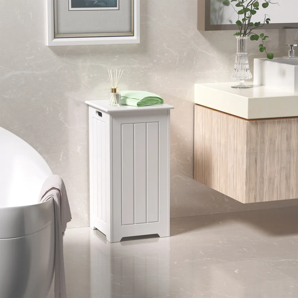 Meuble de Rangement pour Linge Sale en Bois Blanc Style Contemporain