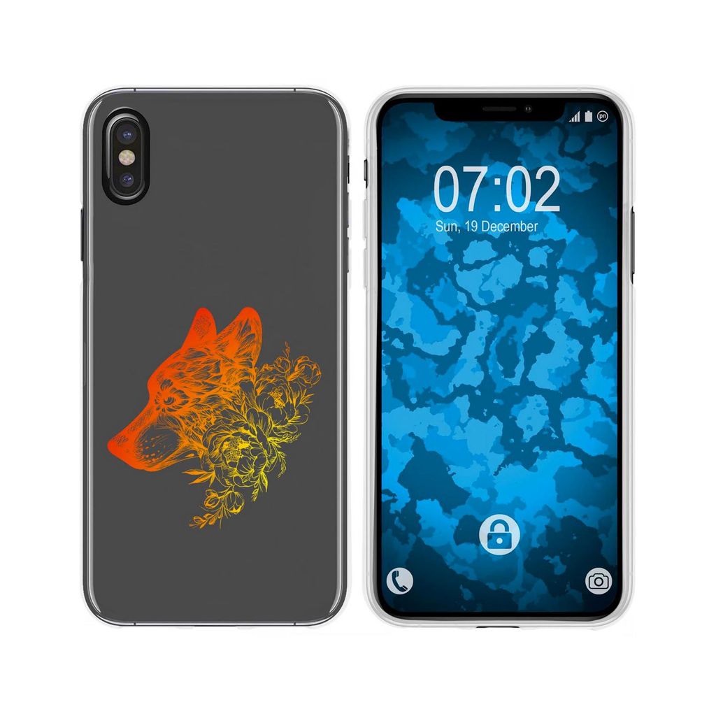 PhoneNatic Case kompatibel mit Apple iPhone Xs Max Silikon-Hülle Floral Wolf M3-2